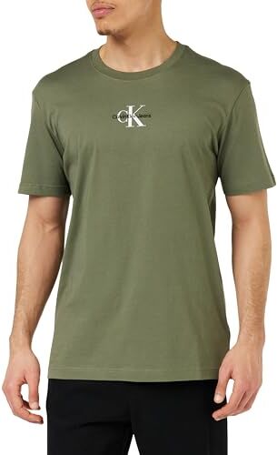 Calvin Klein Monologo Regular Tee J30j323483, Maglia A Maniche Corte Uomo, Verde (Dusty Olive), M