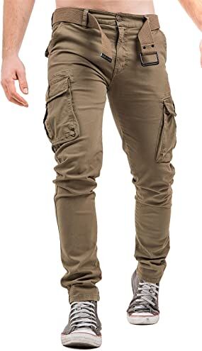 Instinct I Pantaloni Cargo Uomo in Cotone, Pantaloni con Tasche Laterali Uomo, Pantalone Tasconato Uomo Multitasche Cargo Uomo Slim Fit W9 (52, Beige K-521)