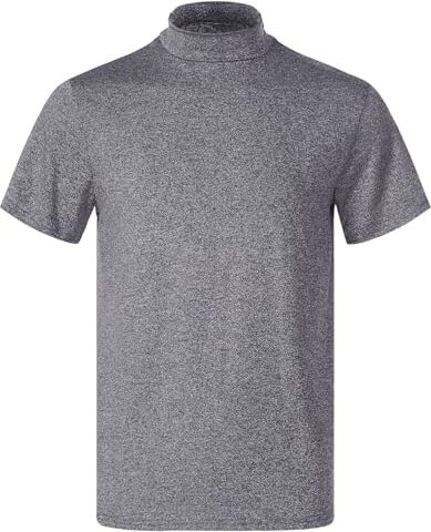 Agoky Maglietta Intima Casual da Uomo in Cotone Simple Tee con Collo Alto T-Shirt da Lavoro Estiva Aderente Camicie Tee a Maniche Corte Leggera Sottogiacca Grigio scuro M