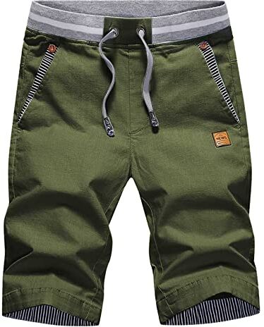 JustSun Pantaloncini Uomo Shorts Uomo Cotone Corti Pantaloncini Uomo con Tasche Pantaloncini Uomo Estivi Verde XL