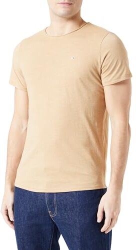 Tommy Jeans TJM XSLIM JASPE C NECK EXT, S/S Knit Tops Uomo, Beige (Tawny Sand), XXL