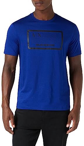 Armani Regular Fit Box Logo Pima Cotton Tee T-Shirt, New Ultra Marine, M Uomo