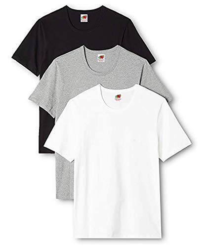 Fruit of the Loom T-shirt da uomo, confezione da 3, Bianco/grigio/nero, XXL