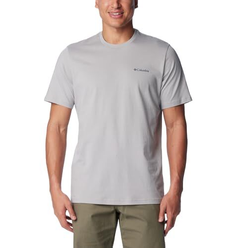 Columbia Rockaway River Back Graphic Short Sleeve Tee, T-Shirt Uomo,  Grey, Rocky Road,