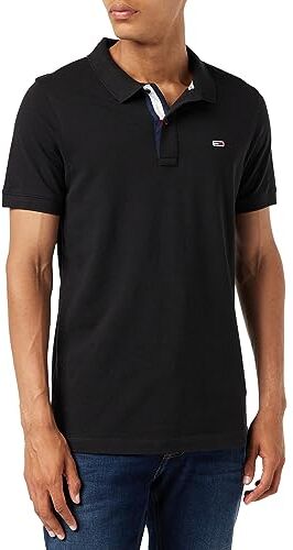 Tommy Jeans Tommy Hilfiger Tjm Slim Placket Polo, Polo P/E Uomo, Nero, XL