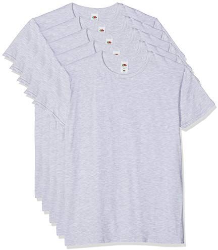 Fruit of the Loom Iconic, Lightweight Ringspun Tee, 5 Pack T-Shirt, Grigio (Heather Grey 94), XX-Large (Taglia Produttore: 2XL) (Pacco da 5) Uomo