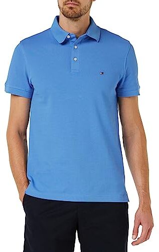 Tommy Hilfiger Maglietta Polo Uomo Maniche Corte Slim Slim Fit, Blu (Iconic Blue), L