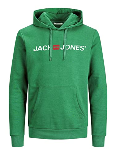 Jack & Jones Felpa con Cappuccio da Uomo con Logo, Verde (Verdant Green/Reg Fit), XS