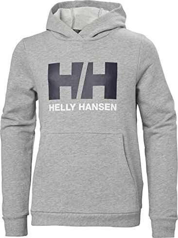 Helly Hansen Junior Unisex Felpa Con Cappuccio HH Logo 2.0, 8, Grigio Melange