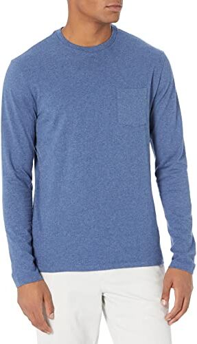 Amazon Essentials T-Shirt a Maniche Lunghe Slim Uomo, Blu Puntinato, S