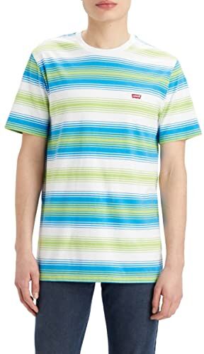 Levis Ss Original Housemark Tee, T-Shirt Uomo, Fizzy Stripe Swedish Blue, XS