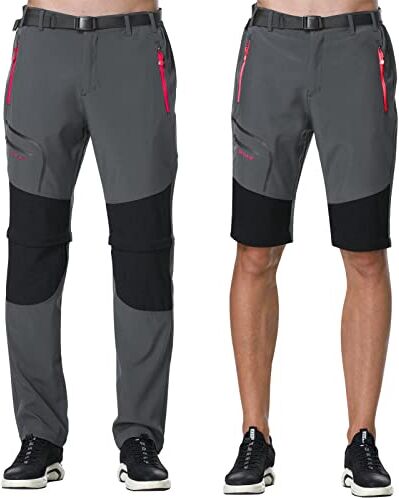 SOLOYEE Pantaloni Uomo Trekking Escursionismo Zip off Convertibili Corti Primavera Estate Outdoor Softshell Impermeabili Ad Asciugatura Rapida Pantaloncini