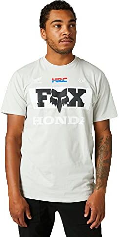 Fox Maglietta Premium a Maniche Corte Honda, T-Shirt Uomo, Grigio Chiaro 2, Small