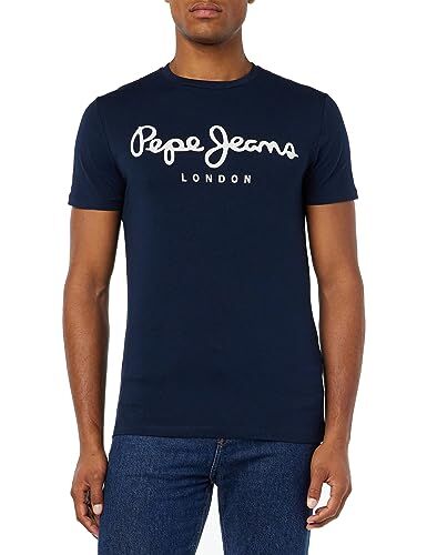 Pepe Jeans Original Stretch Maglietta Uomo Slim Fit Manica Corta, Blu (Navy), S