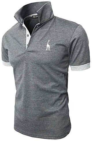 GHYUGR Polo Uomo Basic Manica Corta Tennis Golf T-Shirt Ricami Fulvi Maglietta Poloshirt Camicia (XXXL, Grigio Scuro)