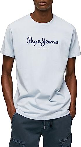 Pepe Jeans Eggo N, T-Shirt Uomo, Blu (Bleach Blue),S