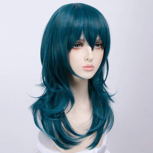 GHK HSIU Fire Emblem Three Houses Wig Byleth Long Deep lake blue Male and female Long Short Cosplay wig Fiber synthetic Hair B