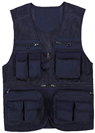 GAOHONGMEI Gilet multi-tasca da uomo Gilet esterno Casual Casual Mesh Gilet Gilet Gilet Gilet Fotografia Giacche da viaggio senza maniche blue-XL