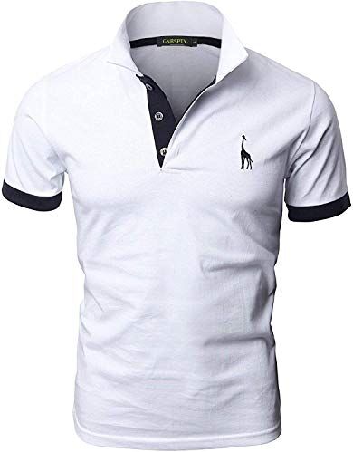 GNRSPTY Polo da Uomo Manica Corta Ricami Fulvi Casual Chic Poloshirt Camicia T-Shirt Estate,Bianco,3XL