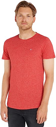 Tommy Jeans TJM XSLIM JASPE C NECK EXT, S/S Knit Tops Uomo, Rosso (Deep Crimson), L