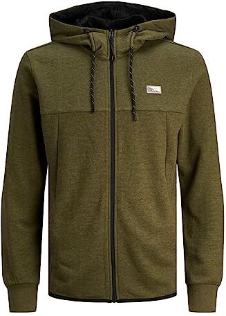 Jack & Jones Jcoair Sweat Zip Hood Noos Felpa, Olive Night, S Uomo