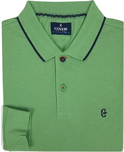 Coveri Maglia Polo da Uomo Manica Lunga 100% Puro Cotone Leggera M L XL XXL XXXL (XXL Verde)