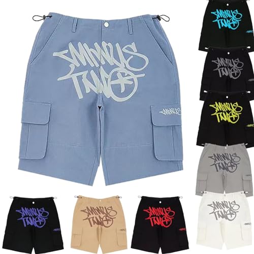 MRRTIME Minus Two Cargo Pantaloni Unisex Y2K, Tuta Minus Two Jogging Bottoms, Jeans Cargo Baggy Pants, Pantaloni Minus Two Straight Pantaloni Street Pocket High Waist Printed Hip Hop, 008, S