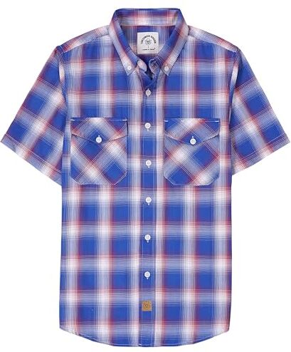 Dubinik ® Camicia bambù Camicia Uomo Maniche Corte Regular Fit Casual Quadri Taschino Traspirante Camicia Maniche Corte Uomo