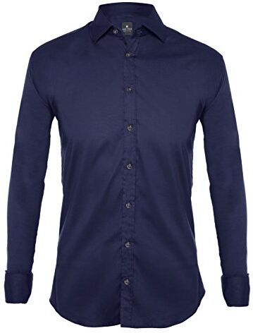 Tina Ferrà Camicia Uomo Elegante, vestibilità Regular, Camicie da Uomo in Cotone Manica Lunga, Sottogiacca Uomo, Sartoria Napoletana 100% Made in Italy (Blu Scuro 48)