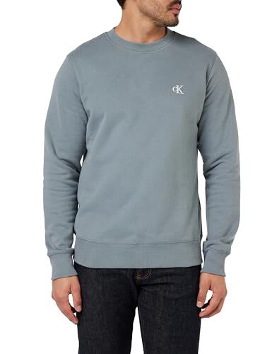 Calvin Klein Ck Essential Reg Cn, Felpa Uomo, Grigio (Overcast Grey), L