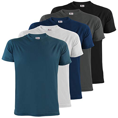 ALPIDEX T-Shirt Magliette da Uomo Confezione da 5 con Girocollo Taglie S M L XL XXL 3XL 4XL 5XL, Taglia:4XL, Colore:Water