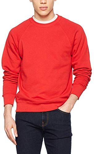 Fruit of the Loom Felpa Girocollo Maniche Raglan Uomo (L) (Rosso)