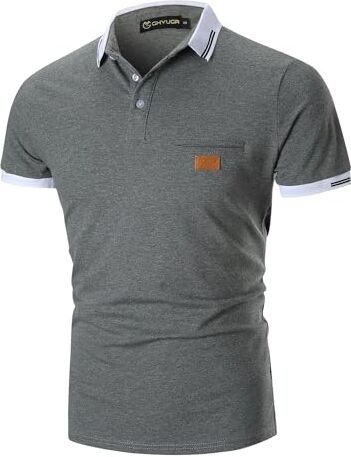 GHYUGR Polo Uomo Manica Corta Scollatura Cuciture a Contrasto Basic Poloshirt Camicie Tennis T-Shirts Tops,Grigio 2,M