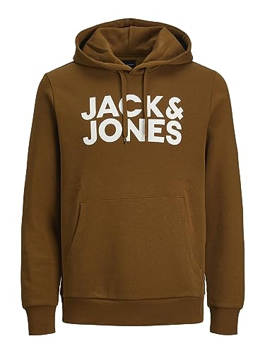Jack & Jones Jjecorp Logo Sweat Hood Noos Felpa, Marrone (Rubber), M Uomo