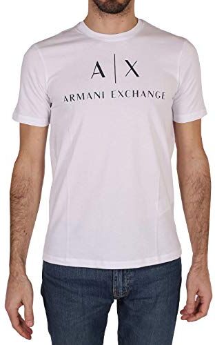 Armani Collo Rotondo Logo, T-shirt, Uomo, Bianco (White 1100), XS