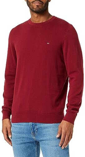 Tommy Hilfiger DE Cotton Crew Neck  Maglioni, Rosso (Rouge), XS Uomo