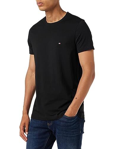 Tommy Hilfiger T-shirt Maniche Corte Uomo Core Stretch Slim Fit, Nero (Black), XL