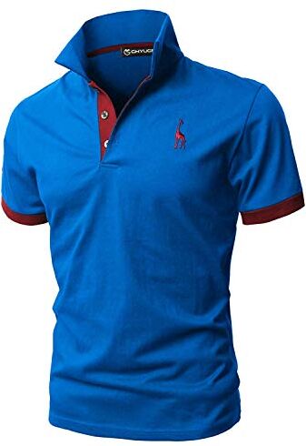 GHYUGR Polo Uomo Basic Manica Corta Tennis Golf T-Shirt Ricami Fulvi Maglietta Poloshirt Camicia (L, Navy 2+Rosso)