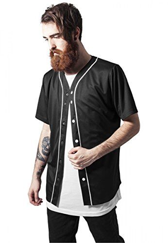 Urban Classics Giacca Uomo Baseball Estiva, Cassacca da Baseball Traspirante, Giacca Sportiva con Bottoni a Pressione, Colore nero/bianco, Taglia M