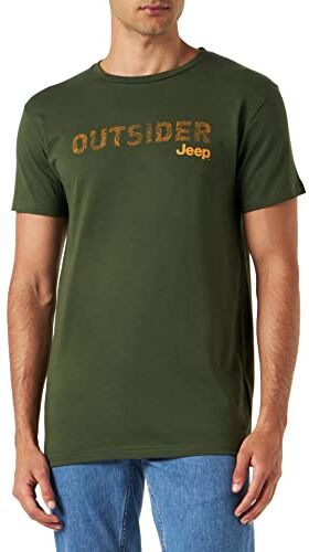 Jeep J T-SHIRT OUTSIDER Stampa mappa grande J23S Uomo Rifle Green/Nacho Ye M