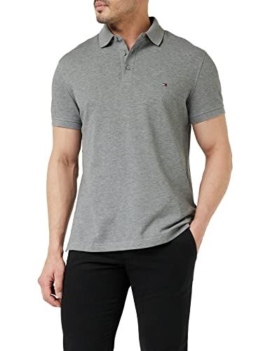 Tommy Hilfiger 1985 SLIM POLO, S/S Polos Uomo, Grigio (Medium Grey Heather), XXL