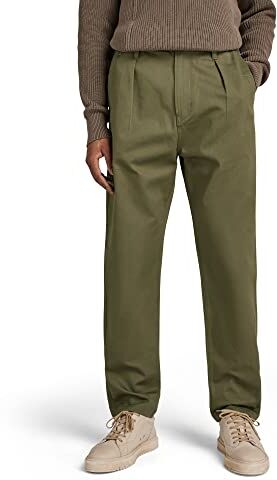 G-STAR RAW Unisex Pleated Chino Relaxed Donna ,Verde scuro (shadow olive ), 33W / 32L