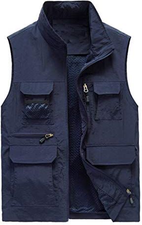 GAOHONGMEI Gilet multi-tasca da uomo Gilet esterno Casual Casual Mesh Gilet Gilet Gilet Gilet Fotografia Giacche da viaggio senza maniche blue-3XL