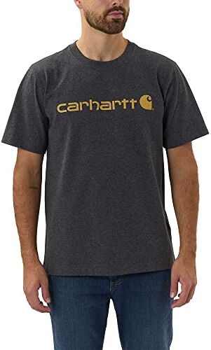 Carhartt T-Shirt Pesante, Vestibilità Comoda, Manica Corta, Grafica Del Logo, Uomo, Grigio (Carbone Heather), XXL