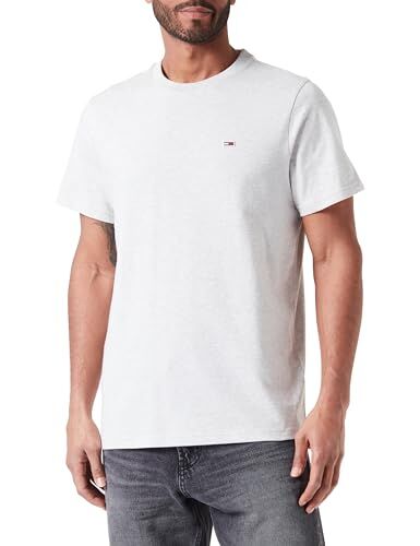 Tommy Jeans T-shirt Maniche Corte Uomo TJM Classic Scollo Rotondo, Grigio (Silver Grey Htr), M