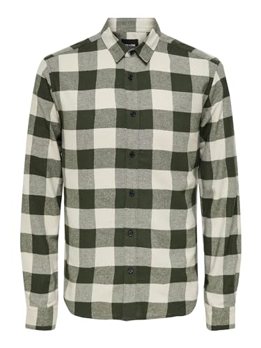 Only Onsgudmund LS Checked Shirt Noos Camicia, Notte Foresta, XS Uomo