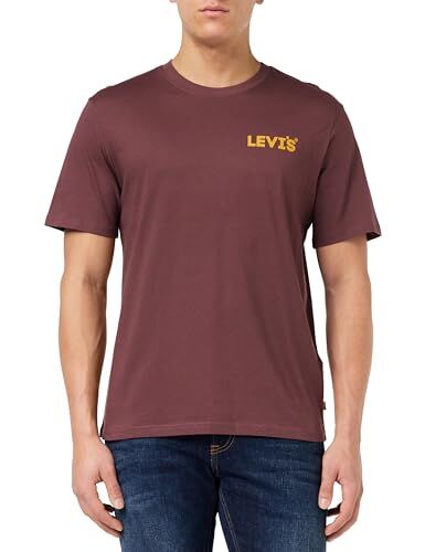Levis Ss Relaxed Fit Tee, T-shirt Uomo, Headline Logo Red Mahogany, M