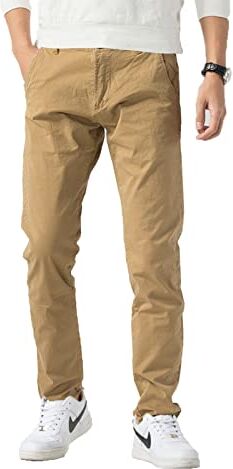 TONY BACKER Pantaloni Casual Elasticizzati Uomo Pantaloni Cargo da Uomo Pantalone in Cotone Leggero Uomo Cargo (Khaki-Scuro, 48)