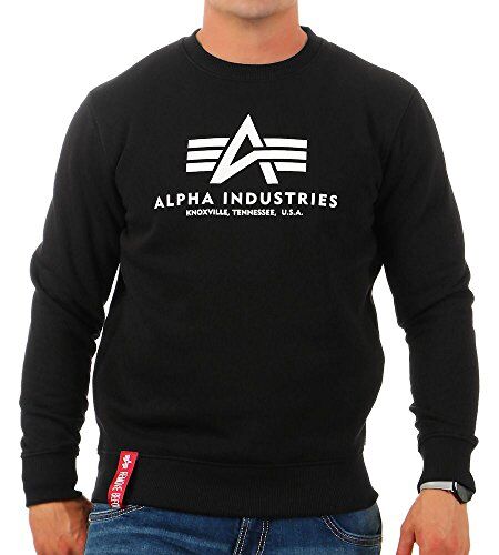 Alpha Basic Sweater Felpa da Uomo Maglione, Black