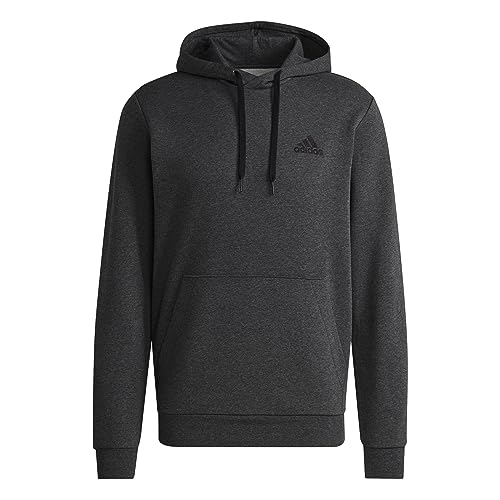 Adidas Essentials Fleece Felpa da Uomo, Dark Grey Heather/Black, M